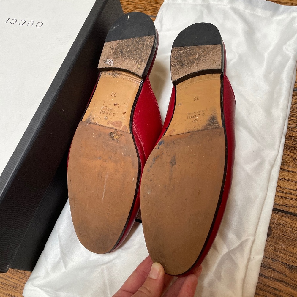 Gucci Horsebit RED Leather  Loafer Slides Womens - Picture 3 of 5